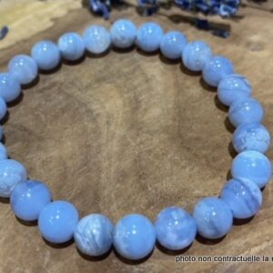 Bracelet Calcédoine Bleue 8mm