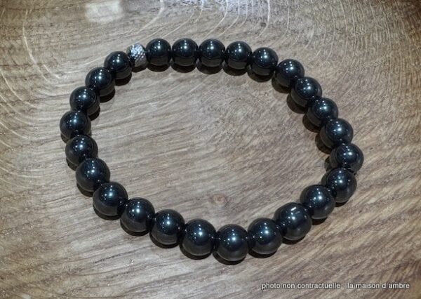 Bracelet Hématite Magnétique 8mm + Perle Acier