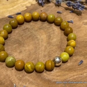 Bracelet Opale Verte 8mm + Perle Argent 925mil
