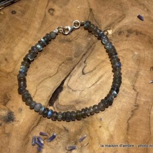 Bracelet Labradorite Facetté 4mm + Fermoir Argent 925mil