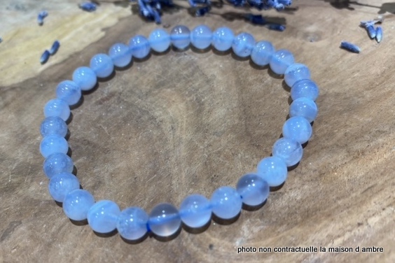 Bracelet Calcédoine Bleue 6mm